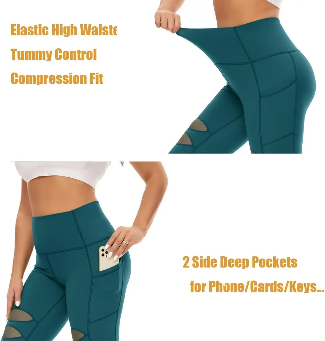 TAIPOVE Buttery Soft Seamless Ripped Yoga Leggings for Women High Waisted with Pockets Tummy Control Butt Lift Stretch