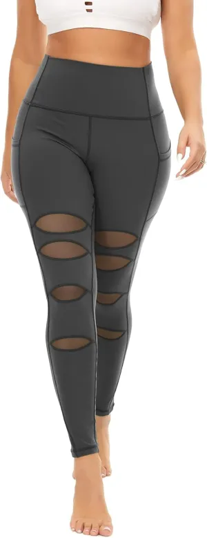 TAIPOVE Buttery Soft Seamless Ripped Yoga Leggings for Women High Waisted with Pockets Tummy Control Butt Lift Stretch