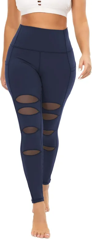 TAIPOVE Buttery Soft Seamless Ripped Yoga Leggings for Women High Waisted with Pockets Tummy Control Butt Lift Stretch