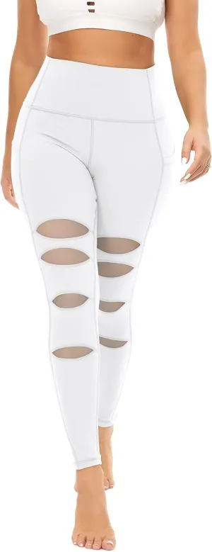 TAIPOVE Buttery Soft Seamless Ripped Yoga Leggings for Women High Waisted with Pockets Tummy Control Butt Lift Stretch