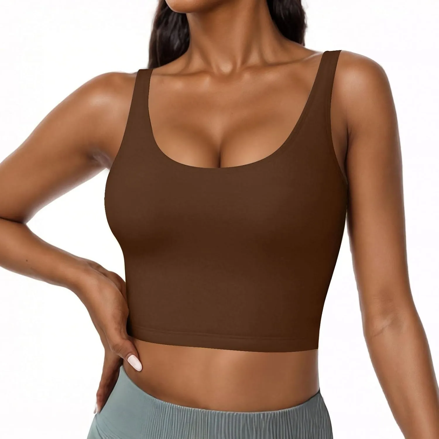 Tank Top with Built in Bra for Women Casual Summer Sleeveless Gym Crop Tops Workout Athletic Yoga Shirts