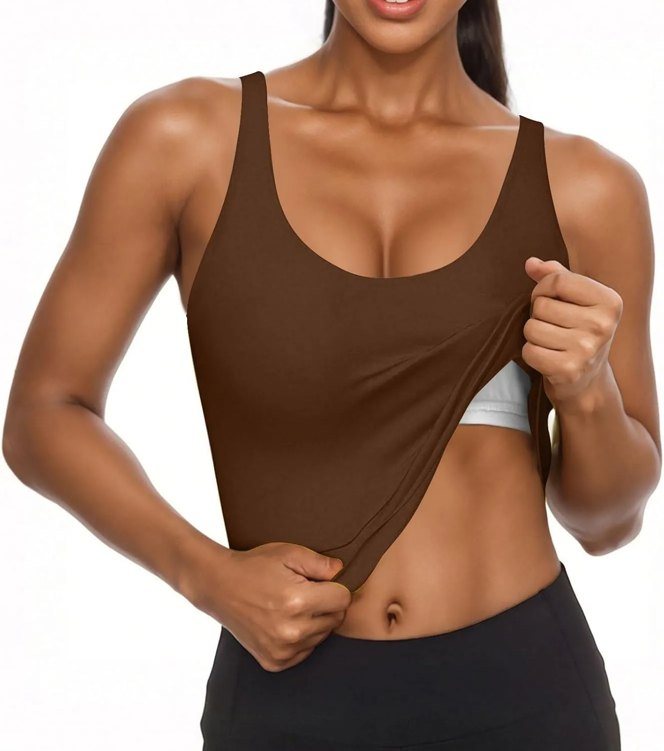Tank Top with Built in Bra for Women Casual Summer Sleeveless Gym Crop Tops Workout Athletic Yoga Shirts