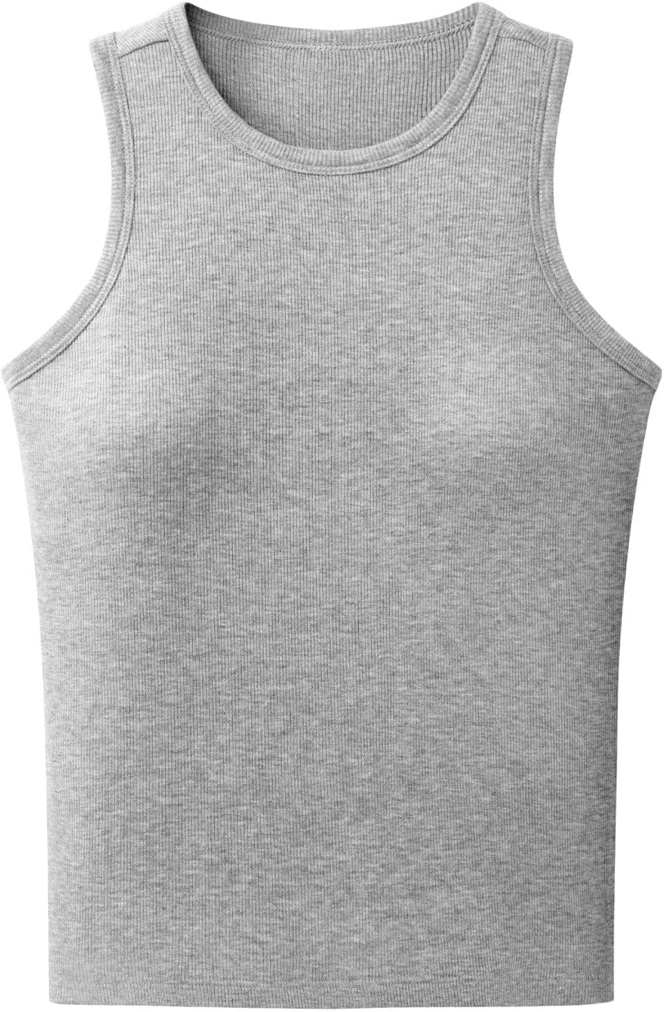 Tank Top with Built in Bra for Women Padded Ribbed Casual Sleeveless Camisole Long Crop Top