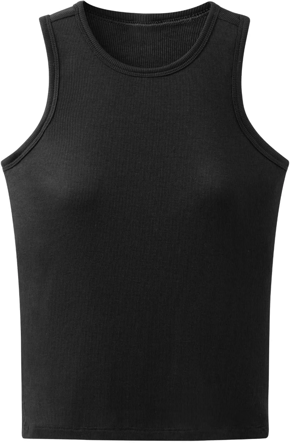 Tank Top with Built in Bra for Women Padded Ribbed Casual Sleeveless Camisole Long Crop Top
