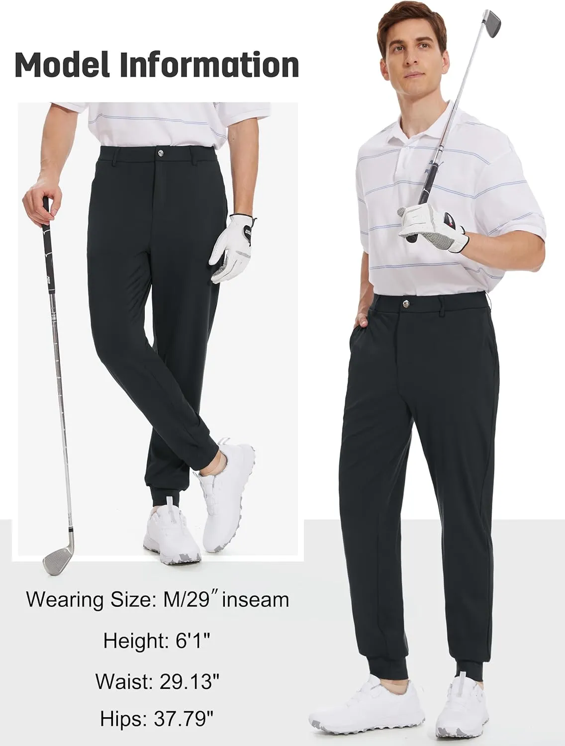 Tapata Men's 29/30/32/34 Inseam 4-Way Stretch Golf Joggers Slim Fit Regular Tall Athletic Sweatpants Casual Dress Pants