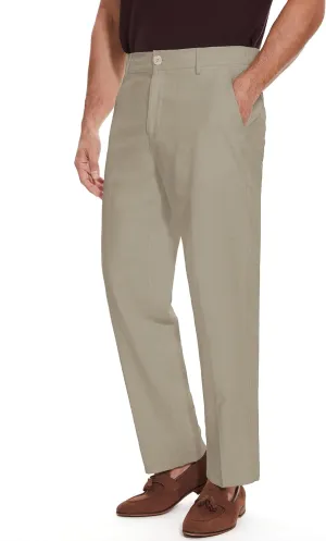 Tapata Men's Linen Casual Dress Pants Lightweight Elastic Waist Slacks Straight Leg Regular Fit Trousers for Work Business