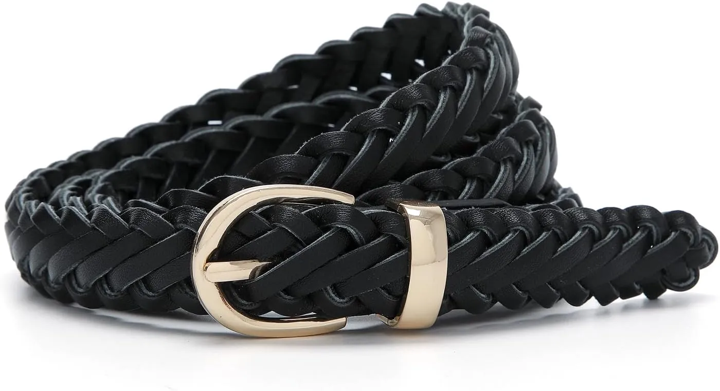 Thin Braided Belts for Women Classic Waist Belt Skinny Woven Strap for Jeans Pants Dress