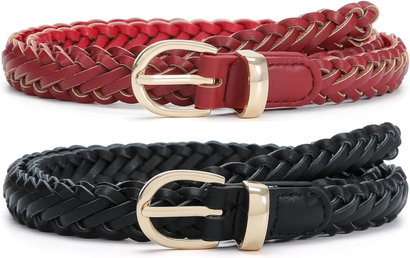 Thin Braided Belts for Women Classic Waist Belt Skinny Woven Strap for Jeans Pants Dress