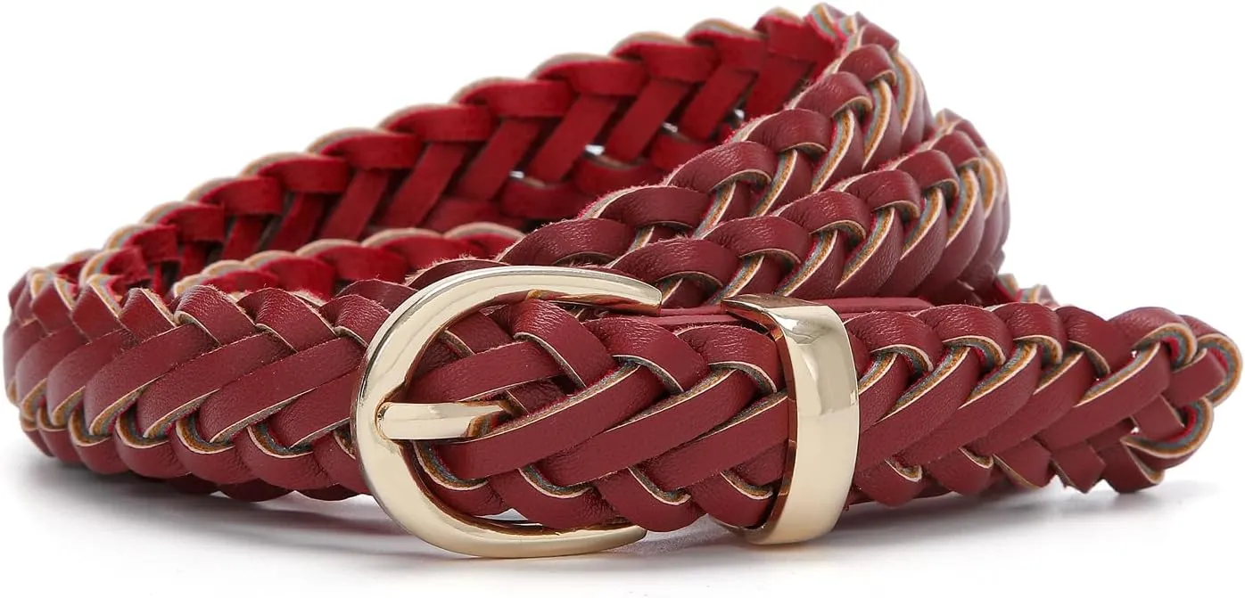 Thin Braided Belts for Women Classic Waist Belt Skinny Woven Strap for Jeans Pants Dress