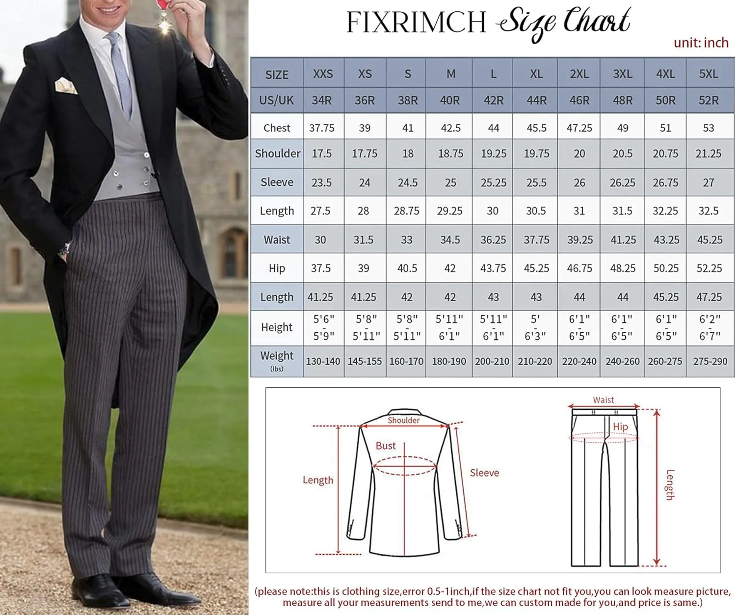 Three Pieces Tailored Bridegroom Black Morning Suit Wedding Tuxedo for Men Groomwear Slim Blazer Vest Pants Sets
