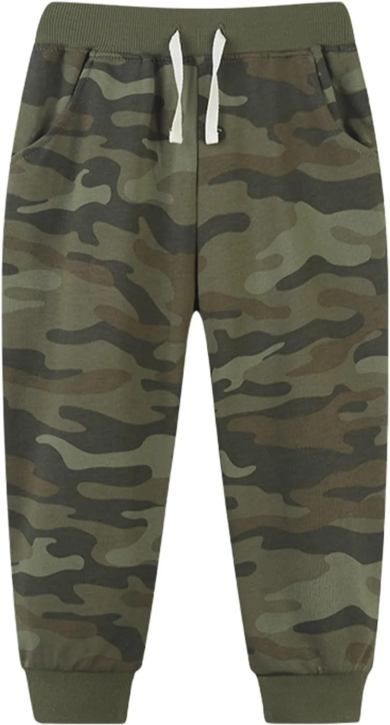 Toddler Boys Cotton Camouflage Sweatpants Kids Sports Athletic Jogger Pants Elastic Waist with Pockets