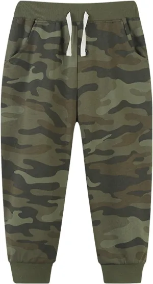 Toddler Boys Cotton Camouflage Sweatpants Kids Sports Athletic Jogger Pants Elastic Waist with Pockets
