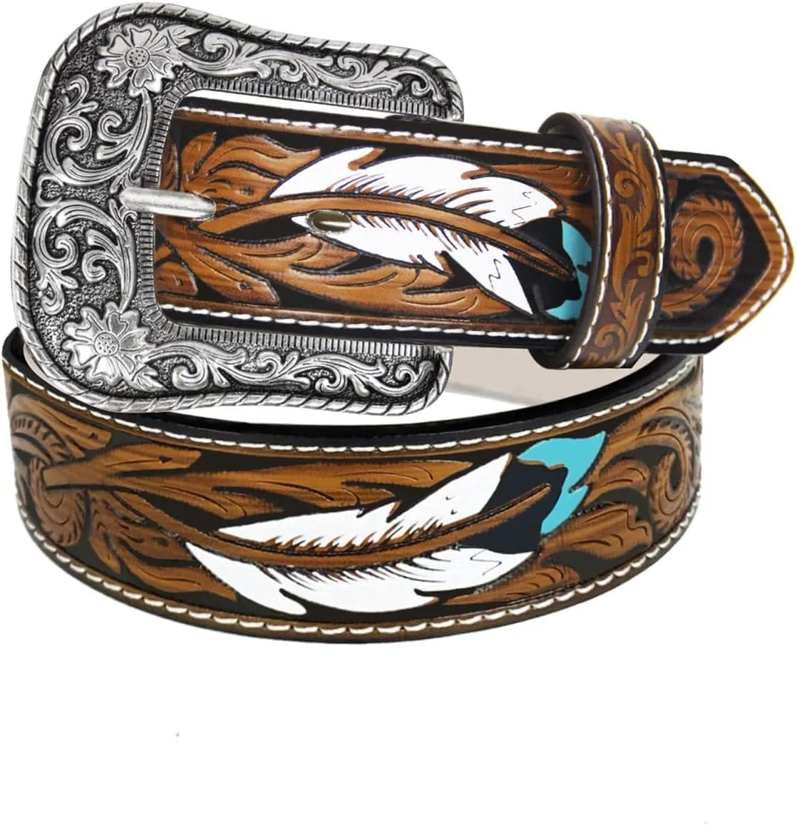 TOPACC Western Belts for Women Men Cowgirl Cowboy Country Belts with Buckles for Jeans Pants Rodeo