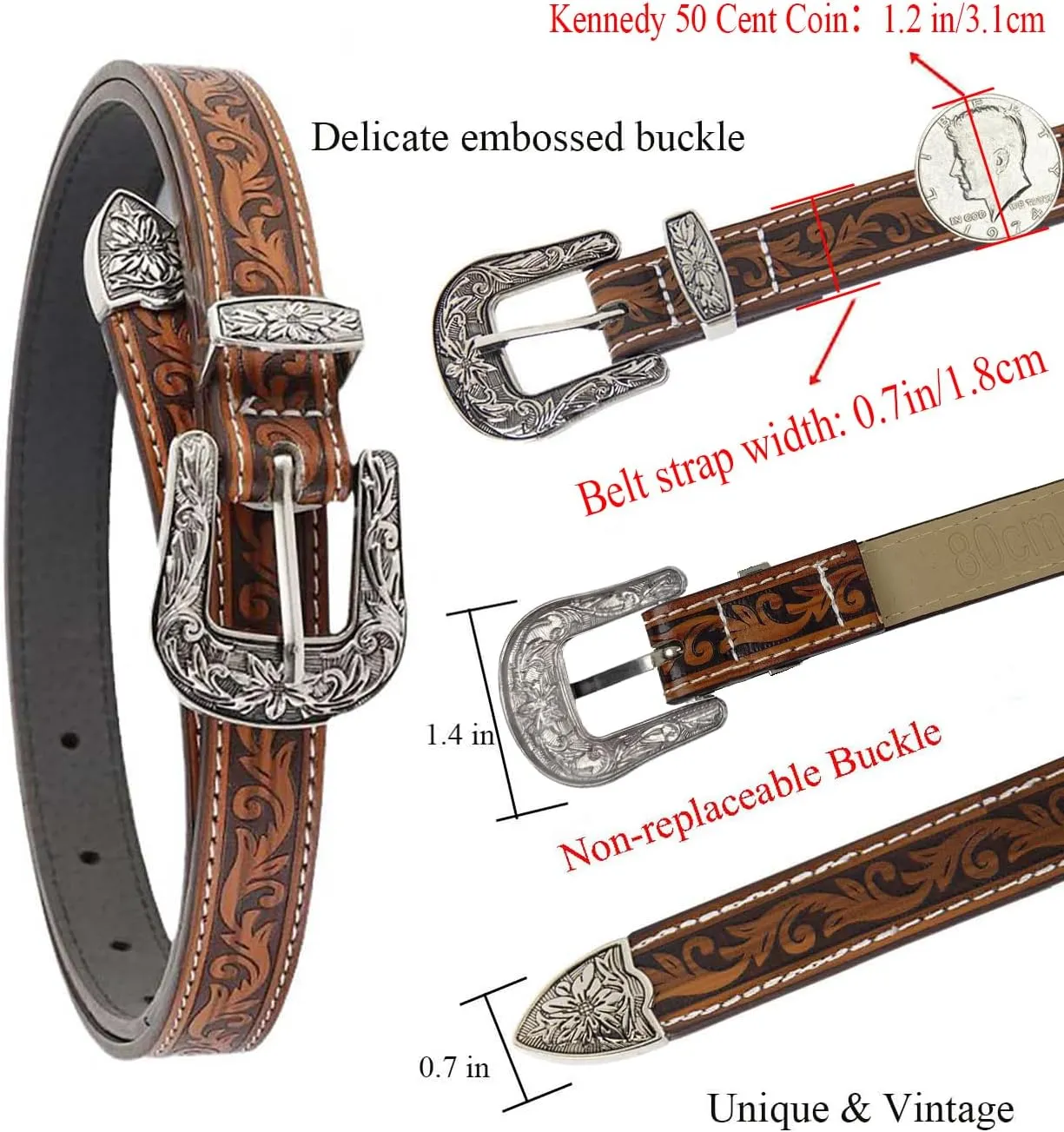 TOPACC Western Fashion Cowgirl Cowboy belts for Girls Women Boys Jeans Pants Dresses