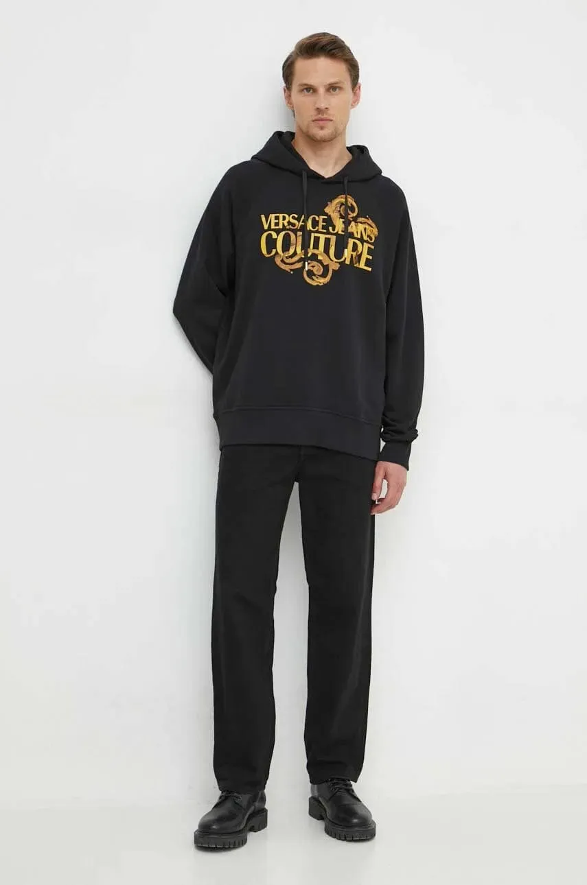 Versace Jeans Couture Black Baroque Logo Hoodie – Iconic Boldness in Comfort-