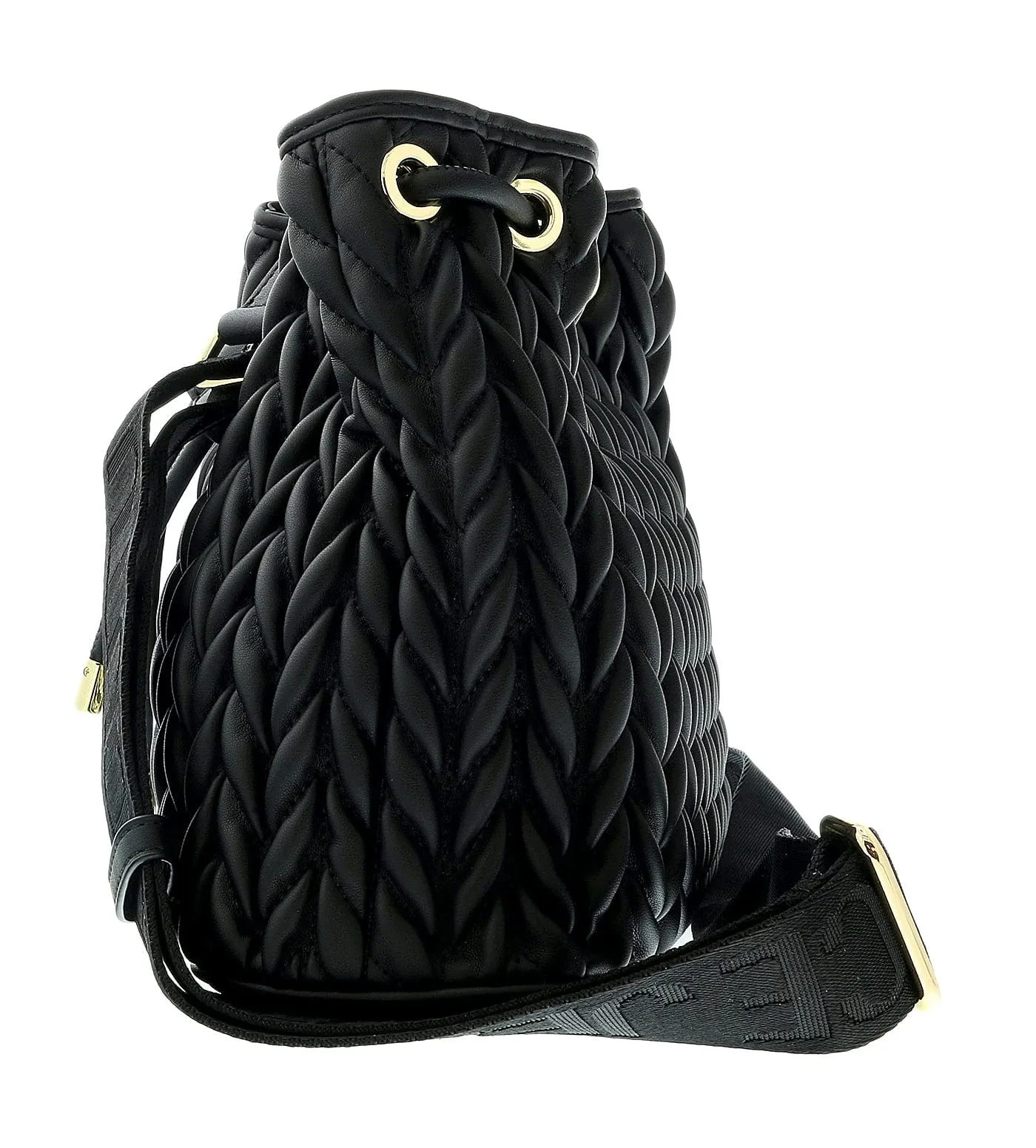 Versace Jeans Couture Black Heart Charm Purse Small Baroque Print Bucket Crossbody Bag