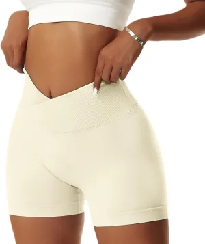 Vertvie Women's Workout Gym Shorts Booty V Cross Spandex Yoga Biker Shorts Scrunch Butt High Waisted Athletic Leggings