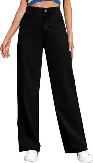 Wide Leg Jeans for Women 2025 High Waisted Stretch Pull on Baggy Jeans Casual Trendy Straight Denim Pants
