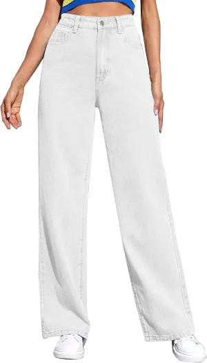 Wide Leg Jeans for Women 2025 High Waisted Stretch Pull on Baggy Jeans Casual Trendy Straight Denim Pants