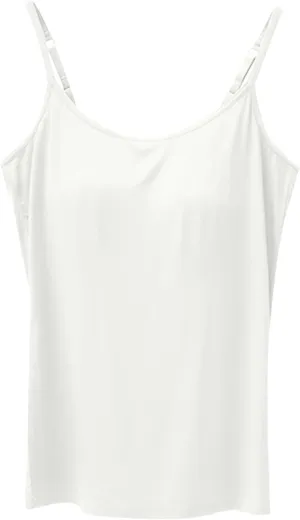 Women Cami Bra Basic Strap Tank Tops with Padded Workout Yoga Racerback Tanks Top Built in Shelf Camisole