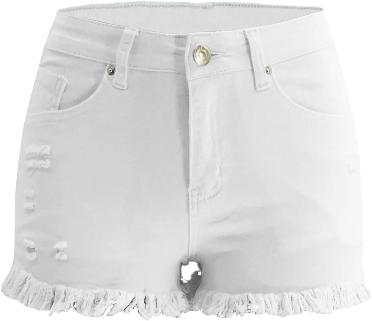 Women Destroyed Denim Pants Shorts High Waisted Raw Hem Jean Shorts Sexy Ripped Jean Stretch Distressed Denim Short