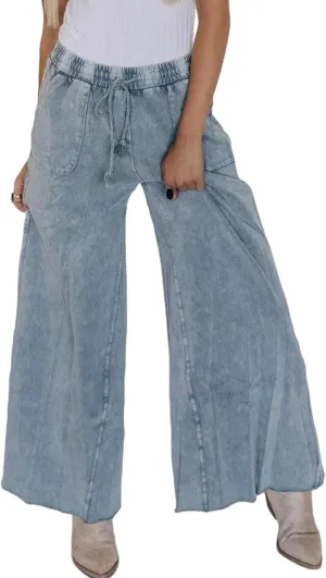 Women Wide Leg Sweatpants Jeans High Waist Baggy Trouser Loose Boyfriend Denim Pants Y2K