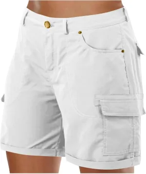 Womens Baggy Cargo Shorts Summer Casual Stretch Jeans Drawstring Beach Loost Fit Chino Shorts with Pockets