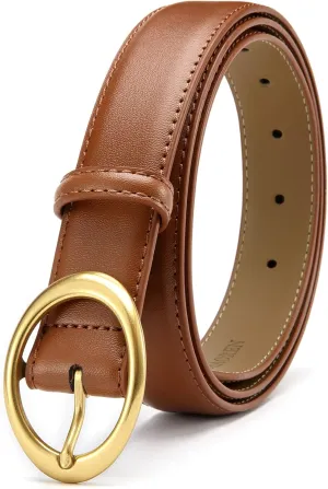 Womens Belt - CR Leather Belt Women Casual for Jeans Pants Dress - Belts with Gold Buckle for Women Fashion
