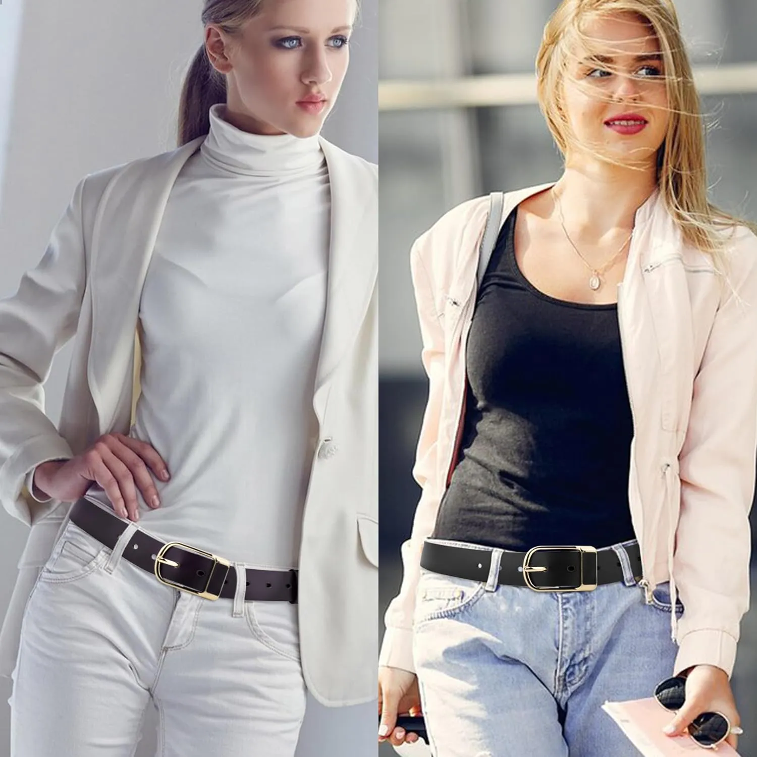 Womens Belts Black Belts for Women Waist Belt PU Leather Womens Belts for Dresses Jeans Shorts Fashion Belt