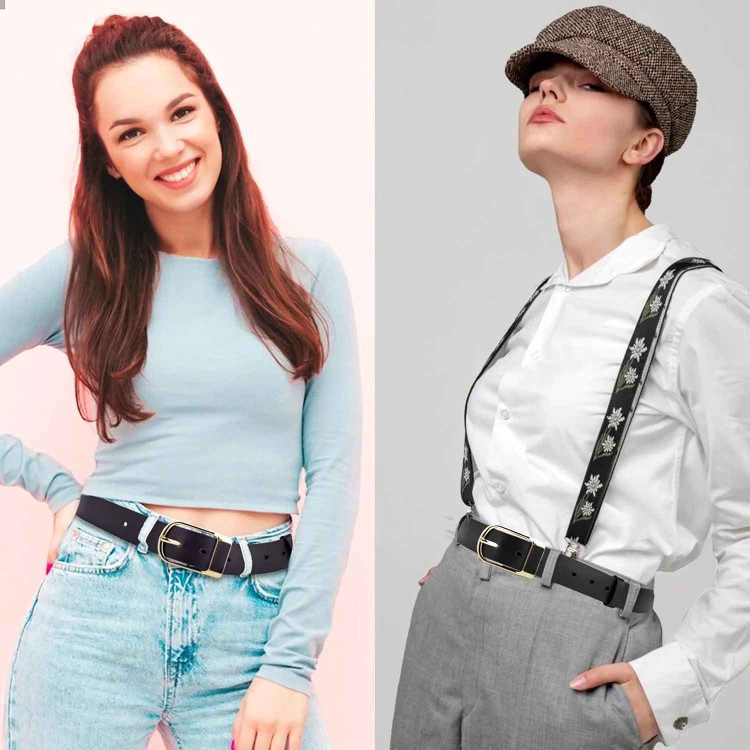 Womens Belts Black Belts for Women Waist Belt PU Leather Womens Belts for Dresses Jeans Shorts Fashion Belt