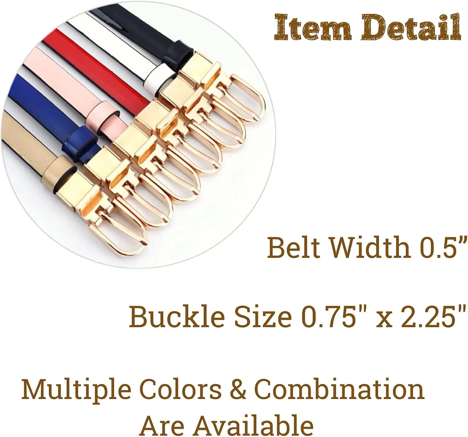 Women's Belts Skinny Patent Leather Belts Slim Reversible Waistband Twist To Convert Worn On Both Sides Gold Buckle