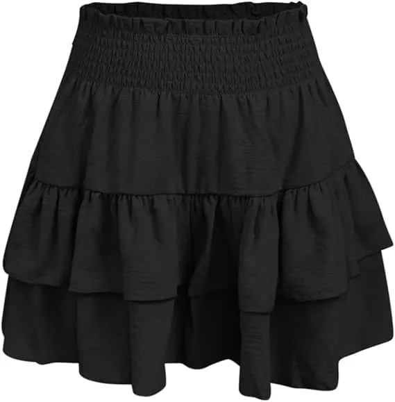 Women's Casual Skirt with Shorts High Waited Pleated Tennis Ruffle Trim Short Athletic Workout Golf Skirts Skort