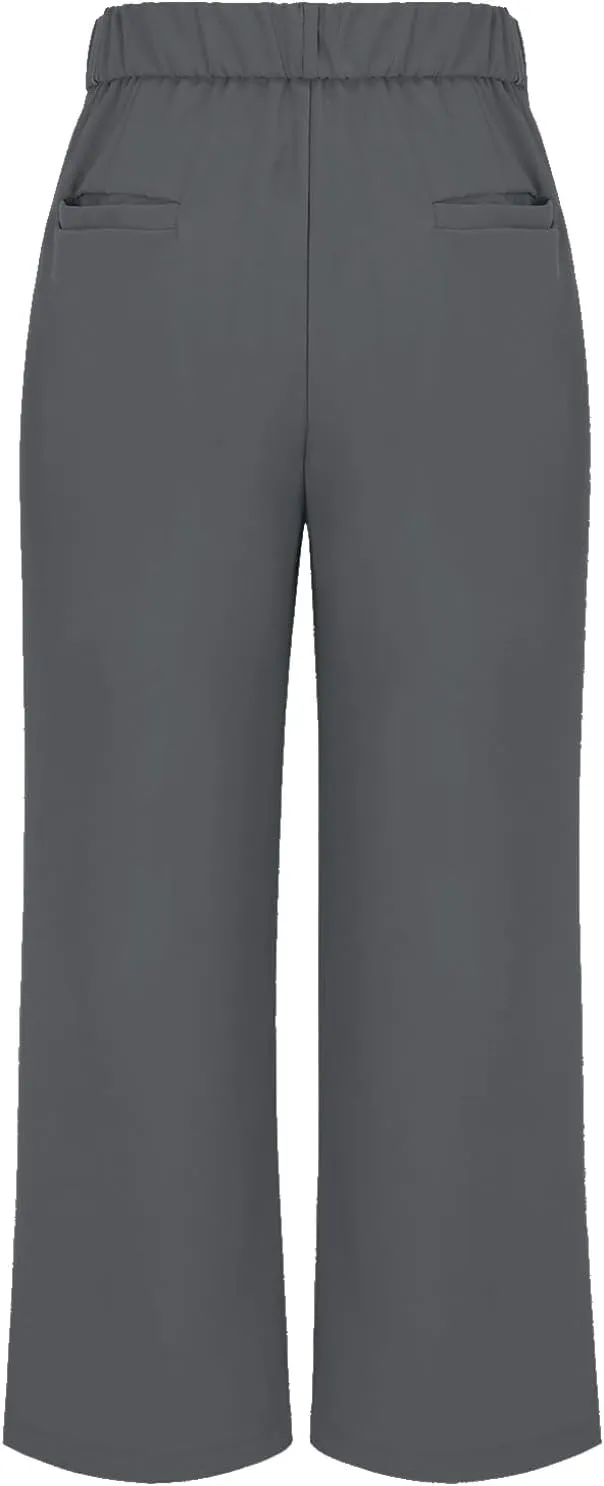 Womens Casual Wide Leg Dress Pants High Waist Tailored Button Down Trousers with Pockets Straight Suit Pants Slacks