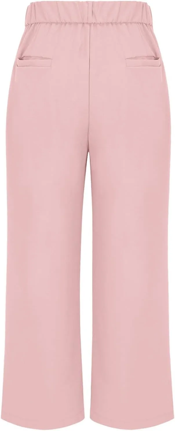 Womens Casual Wide Leg Dress Pants High Waist Tailored Button Down Trousers with Pockets Straight Suit Pants Slacks