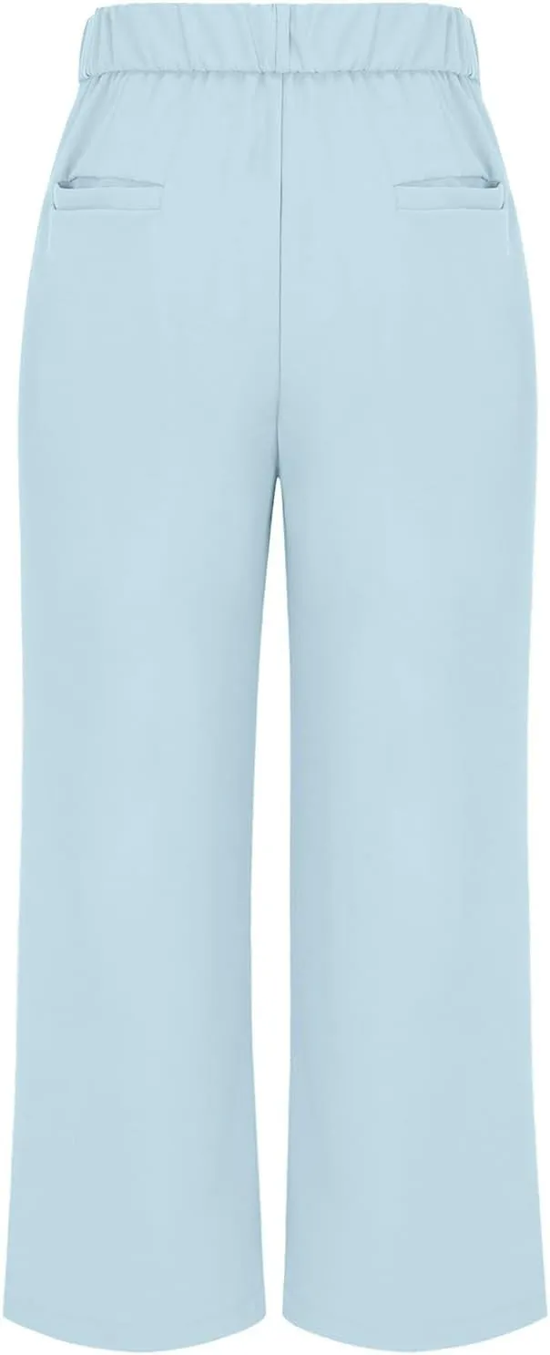 Womens Casual Wide Leg Dress Pants High Waist Tailored Button Down Trousers with Pockets Straight Suit Pants Slacks