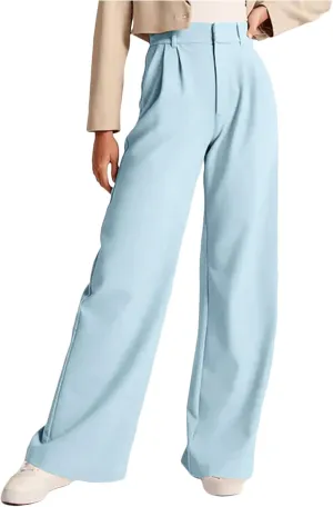 Womens Casual Wide Leg Dress Pants High Waist Tailored Button Down Trousers with Pockets Straight Suit Pants Slacks