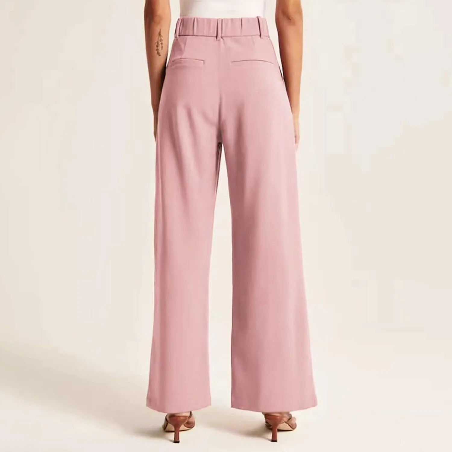 Womens Casual Wide Leg Dress Pants High Waist Tailored Button Down Trousers with Pockets Straight Suit Pants Slacks