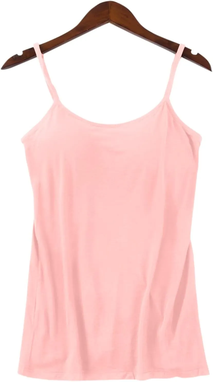 Women's Cotton Camisole Shelf Bra Spaghetti Straps Tank Top Adjustable Spaghetti Strap Cami Tank Summer Undershirts