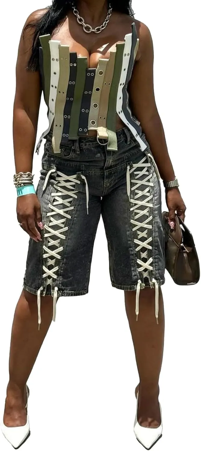 Women's Denim Bermuda Shorts Y2k Casual Baggy Shorts Jorts High Waisted Jean Shorts Streetwear