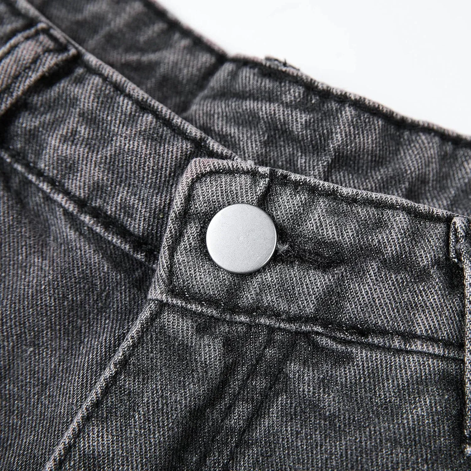Women's High Elastic Waisted Denim Shorts Ruffle Raw Hem Jean Short Wide Leg Flared A Line Pleated Denim Jean Short