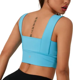 Women's High Support Sports Bra with Wide Straps|U-Back,Moisture-Wicking Removable Pads, Full Coverage Yoga Gym Bra