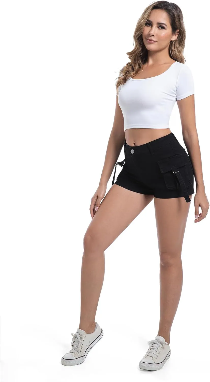 Womens High Waisted Cargo Shorts Casual Summer Denim Stretchy Jeans Chino Shorts Y2K