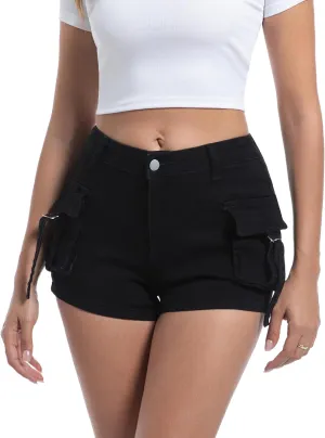 Women’s High Waisted Cargo Shorts Casual Summer Denim Stretchy Jeans Chino Shorts Y2K