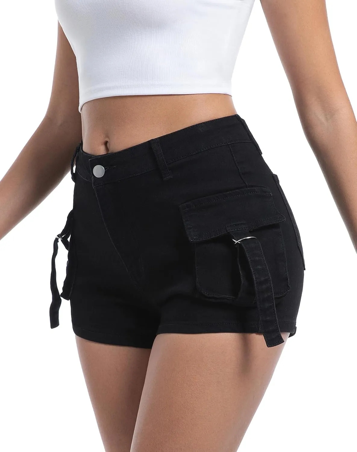 Womens High Waisted Cargo Shorts Casual Summer Denim Stretchy Jeans Chino Shorts Y2K