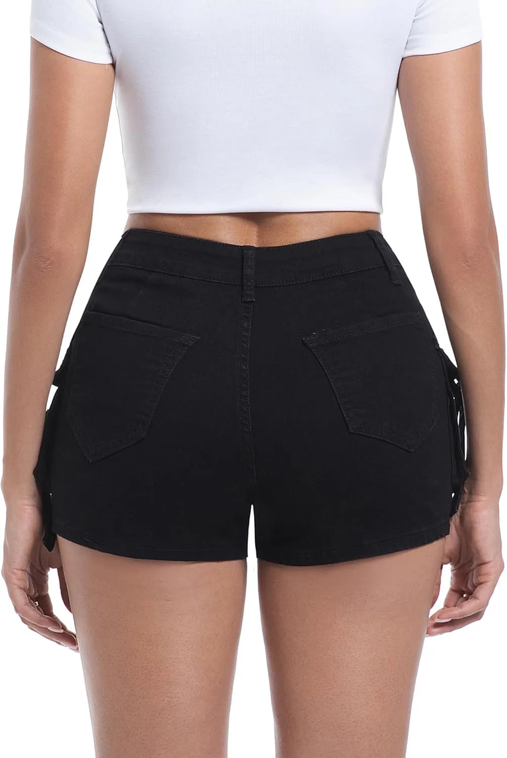 Womens High Waisted Cargo Shorts Casual Summer Denim Stretchy Jeans Chino Shorts Y2K