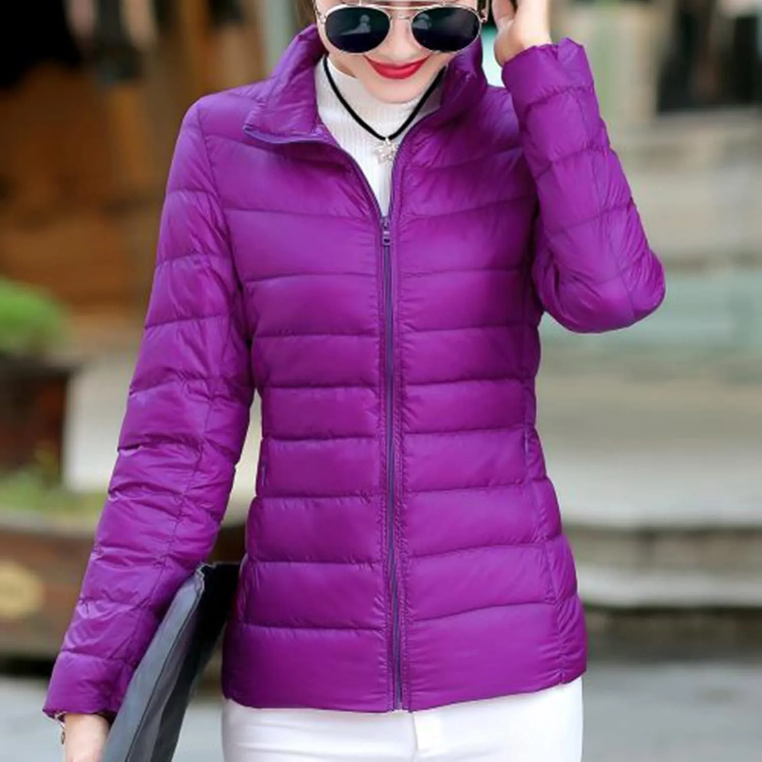 Women's Packable Quilted Jackets Lightweight Full-Zip Puffer Jacket Full Zipped Down Jacket Shakcets Winter Outfits