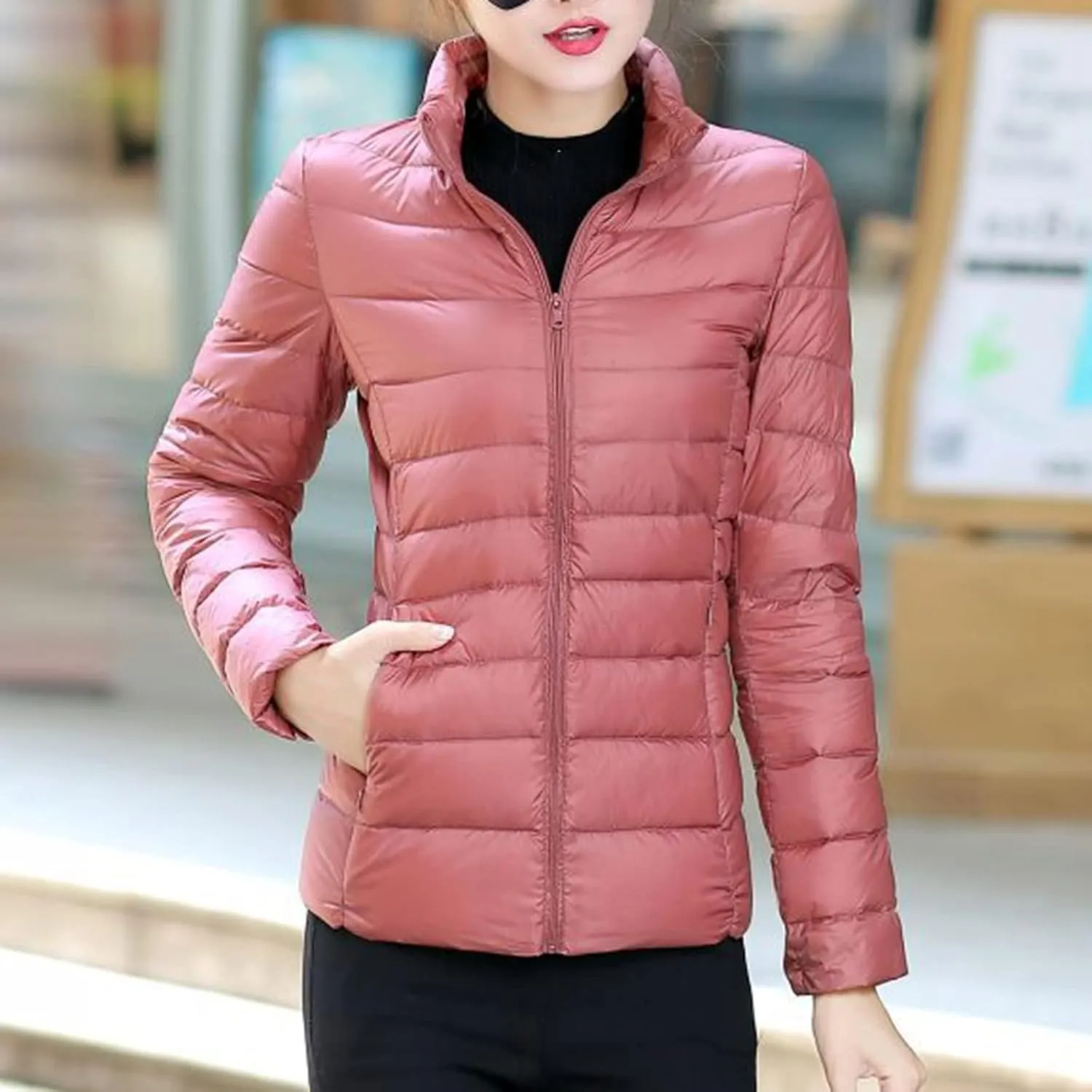 Women's Packable Quilted Jackets Lightweight Full-Zip Puffer Jacket Full Zipped Down Jacket Shakcets Winter Outfits
