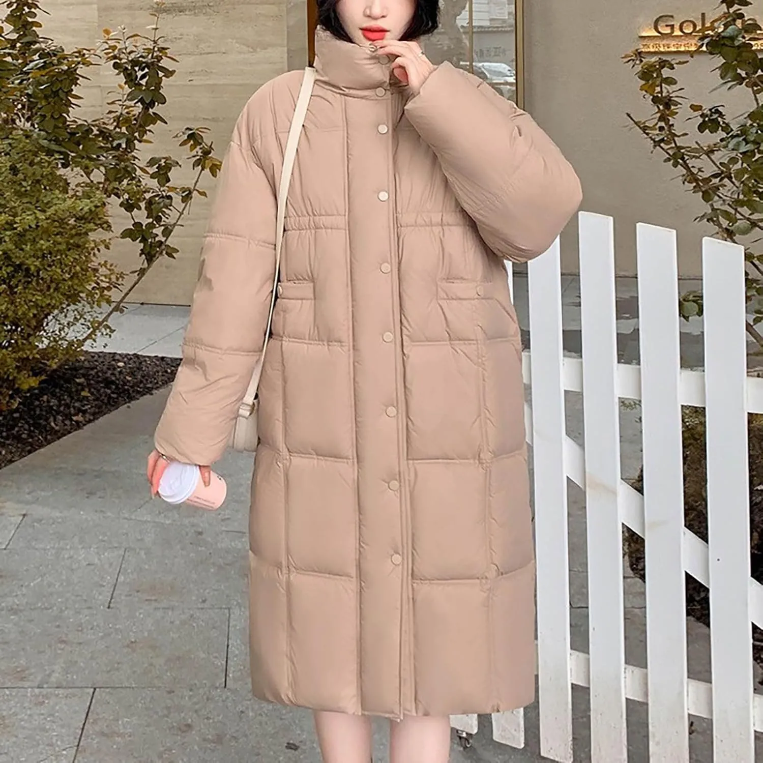 Womens Quilted Coats Long Sleeve Hooded Puffer Jackets Plus Size Down Jackets Coat Winter Maxi Length Outerwear