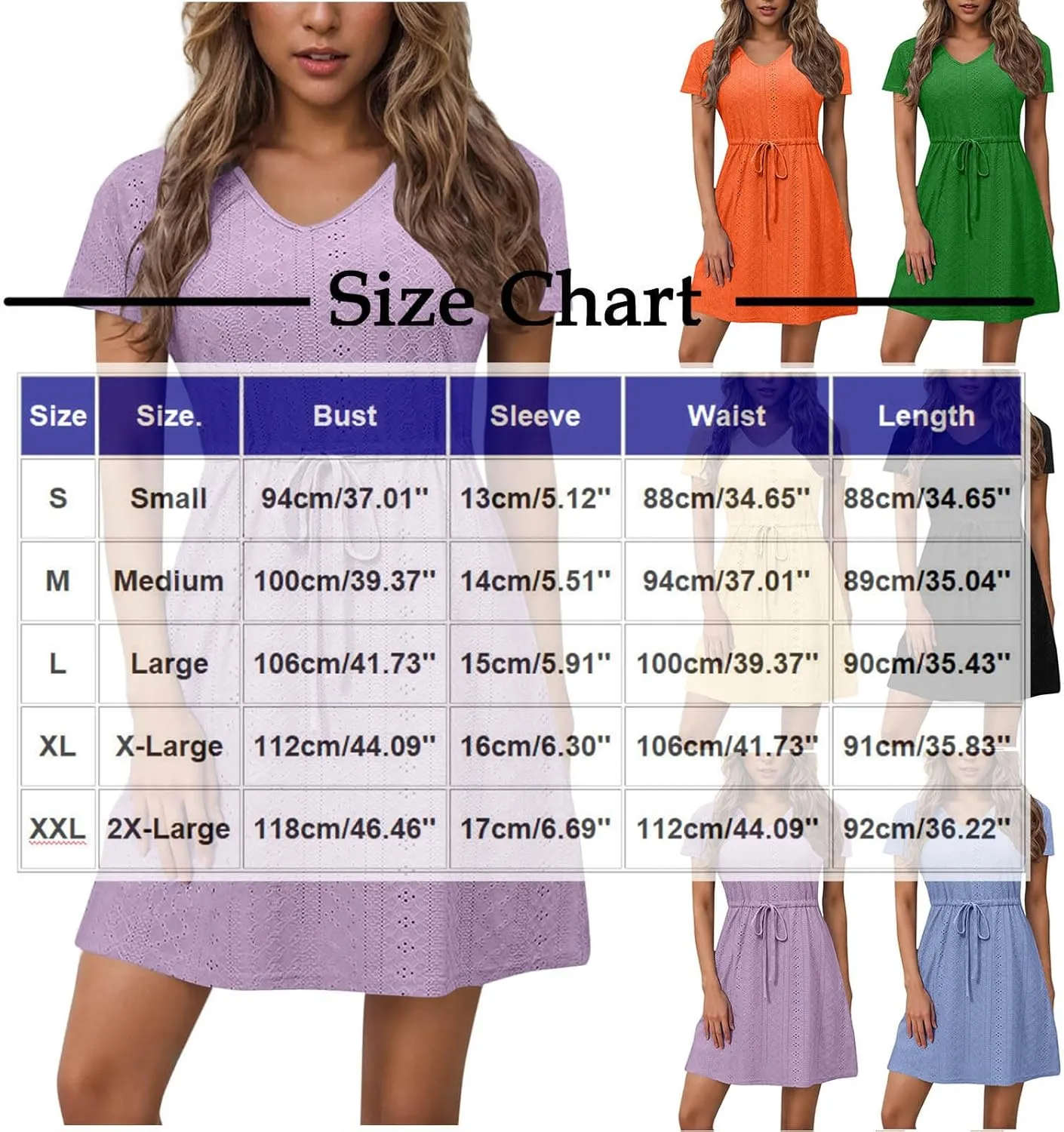 Womens Short Sleeve Dress Summer Casual Drawstring Waist Maxi Dresses Solid Trendy Vacation Rund Neck Short Dresses