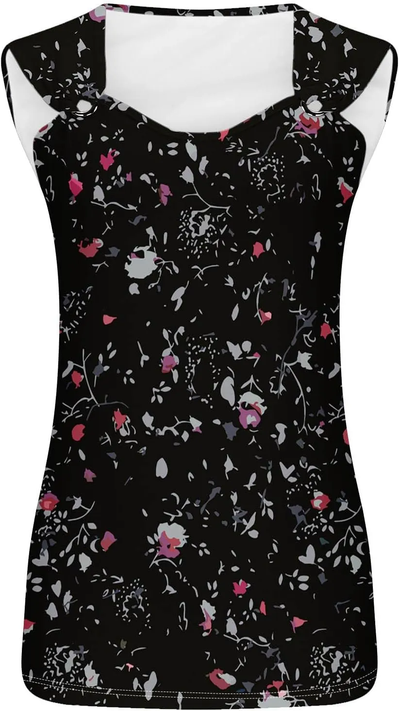 Women's Summer Casual Tank Tops Beach Vacation Shirts Geometric Floral Printed Suspender Tops Dressy Casual